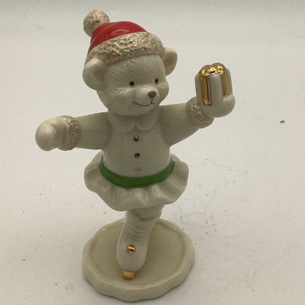 Lenox Christmas Ice Skating Bear Figurine with Gold Accents - Picture 3 of 9